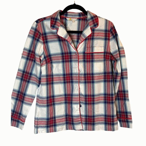 Boden Women Size 6 Button Down Shirt Flannel White Red Plaid 100% Cotton - Picture 1 of 8
